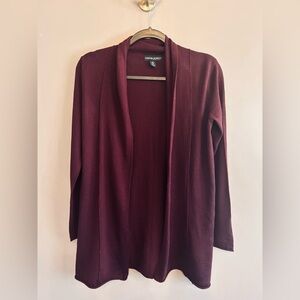 Cynthia Rowley 100% ultra fine merino wool plum colored cardigan size S